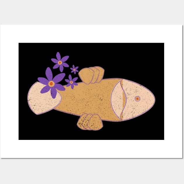 Colorful fish with purple flowers Wall Art by Ezzkouch